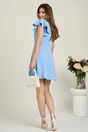 Rochie scurta bleu din stofa in clini cu aplicatie la baza- Moze, 2, dyfashion.ro