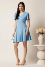 Rochie scurta bleu in clin cu decolteu petrecut- Moze, 3, dyfashion.ro