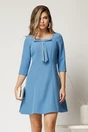 Rochie scurta bleu in clini cu perle la funda, 1, dyfashion.ro