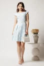 Rochie scurta bleu in clos cu buline si curea in talie, 3, dyfashion.ro