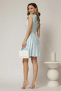 Rochie scurta bleu in clos cu buline si curtea in talie, 2, dyfashion.ro