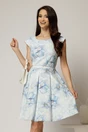 Rochie scurta bleu in clos cu imprimeu floral si curea in talie, 1, dyfashion.ro