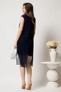 Rochie scurta bleumarin din crep cu croi conic si capa din voal, 2, dyfashion.ro
