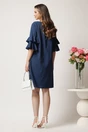 Rochie scurta bleumarin din viscoza cu buline albe, 2, dyfashion.ro