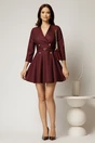 Rochie scurta bordo clos cu nasturi si decolteu petrecut, 3, dyfashion.ro