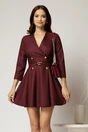 Rochie scurta bordo clos cu nasturi si decolteu petrecut, 1, dyfashion.ro