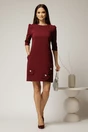 Rochie scurta bordo cu aplicatii florale elegante, 3, dyfashion.ro