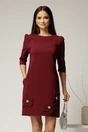 Rochie scurta bordo cu aplicatii florale elegante, 1, dyfashion.ro