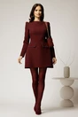 Rochie scurta bordo cu aplicatii la decolteu, 3, dyfashion.ro
