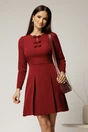 Rochie scurta bordo cu funde la bust si pliuri pe fusta, 1, dyfashion.ro