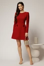 Rochie scurta bordo cu fusta tip A si fundite, 3, dyfashion.ro
