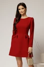 Rochie scurta bordo cu fusta tip A si fundite, 1, dyfashion.ro