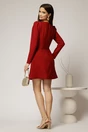 Rochie scurta bordo cu fusta tip A si fundite, 2, dyfashion.ro