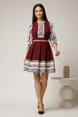 Rochie scurta bordo cu motive etno, 3, dyfashion.ro