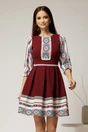 Rochie scurta bordo cu motive etno, 1, dyfashion.ro
