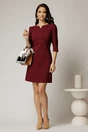 Rochie scurta bordo cu nasturi decorativi si croi cambrat, 3, dyfashion.ro