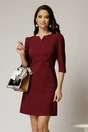 Rochie scurta bordo cu nasturi decorativi si croi cambrat, 1, dyfashion.ro