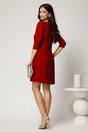 Rochie scurta bordo din stofa cu croi cambrat si funda din strasuri, 2, dyfashion.ro