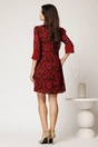 Rochie scurta bordo din voal cu imprimeu si croi cambrat, 2, dyfashion.ro