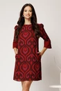 Rochie scurta bordo din voal cu imprimeu si croi cambrat, 1, dyfashion.ro