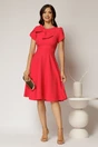 Rochie scurta corai cu croi clos si funda ampla, 3, dyfashion.ro