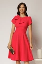 Rochie scurta corai cu croi clos si funda ampla, 1, dyfashion.ro