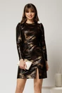 Rochie scurta de ocazie cu imprimeu auriu, 1, dyfashion.ro