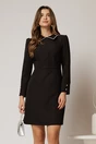 Rochie scurta eleganta neagra cu perle la guler, 1, dyfashion.ro
