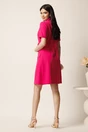 Rochie scurta fucsia din stofa tip sacou cu croi cambrat si volan pe bust, 2, dyfashion.ro