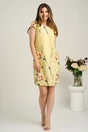 Rochie scurta galbena cu croi drept si imprimeu floral, 4, dyfashion.ro