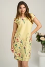 Rochie scurta galbena cu croi drept si imprimeu floral, 1, dyfashion.ro
