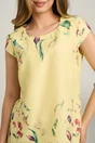 Rochie scurta galbena cu croi drept si imprimeu floral, 3, dyfashion.ro