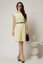 Rochie scurta galbena in clos cu buline si curtea in talie, 3, dyfashion.ro