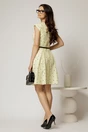 Rochie scurta galbena in clos cu buline si curtea in talie, 2, dyfashion.ro