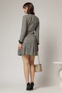 Rochie scurta gri cu carouri negre si pliuri pe fusta, 2, dyfashion.ro