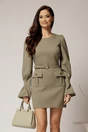 Rochie scurta kaki cu buzunare si nasturi decorativi, 1, dyfashion.ro