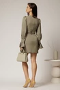 Rochie scurta kaki cu buzunare si nasturi decorativi, 2, dyfashion.ro