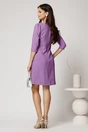 Rochie scurta lila din stofa cu croi cambrat si funda din strasuri, 2, dyfashion.ro