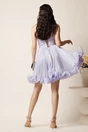 Rochie scurta lila din voal in clos cu volanase si floare maxi pe talie, 2, dyfashion.ro