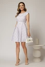 Rochie scurta lila in clos cu buline si curtea in talie, 3, dyfashion.ro