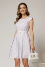 Rochie scurta lila in clos cu buline si curtea in talie, 1, dyfashion.ro