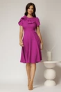 Rochie scurta magenta cu croi clos si funda ampla, 3, dyfashion.ro