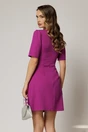 Rochie scurta magenta cu pliuri pe fusta si nasturi pe bust, 2, dyfashion.ro