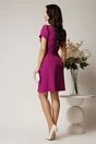 Rochie scurta magenta din stofa cu nasturi decorativi la bust, 2, dyfashion.ro