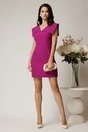 Rochie scurta magenta evazata din stofa cu guler maxi, 3, dyfashion.ro