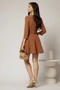 Rochie scurta maro cu croi in clini si curea in talie, 2, dyfashion.ro