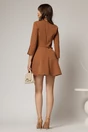 Rochie scurta maro din stofa in clos cu nasturi pe bust si curea in talie, 2, dyfashion.ro