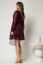 Rochie scurta mov din paiete cu decolteu V si maneci crapate, 2, dyfashion.ro