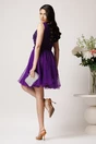 Rochie scurta mov din tull in clos cu flori pe bust- Ella Collection Serena, 2, dyfashion.ro