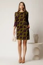 Rochie scurta mov din voal cu imprimeu lime si croi cambrat, 3, dyfashion.ro